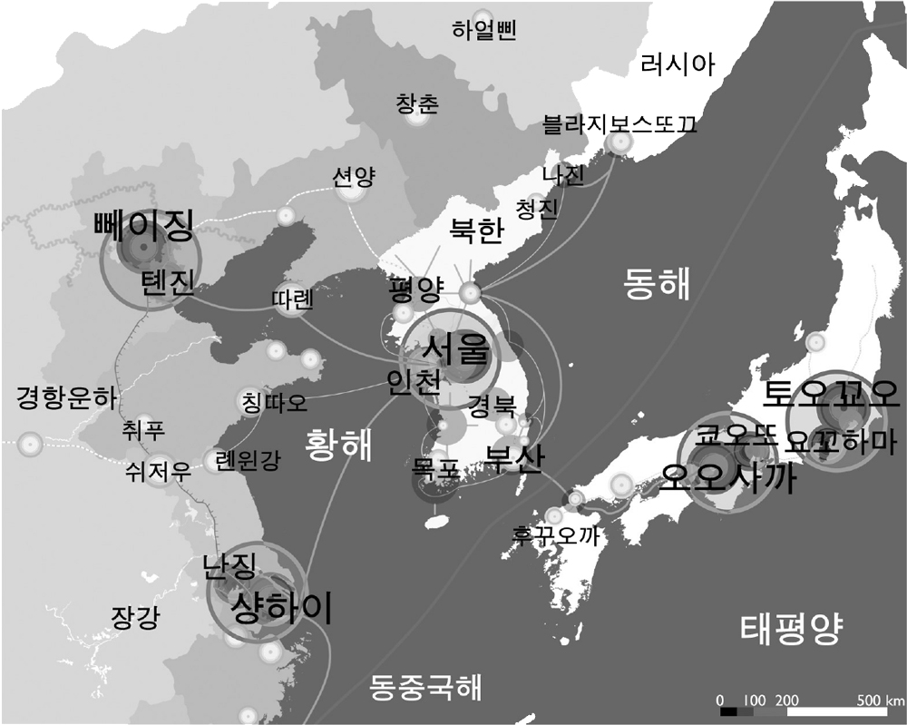 환황해경제권과 환동해경제권의 다섯 메트로폴리스